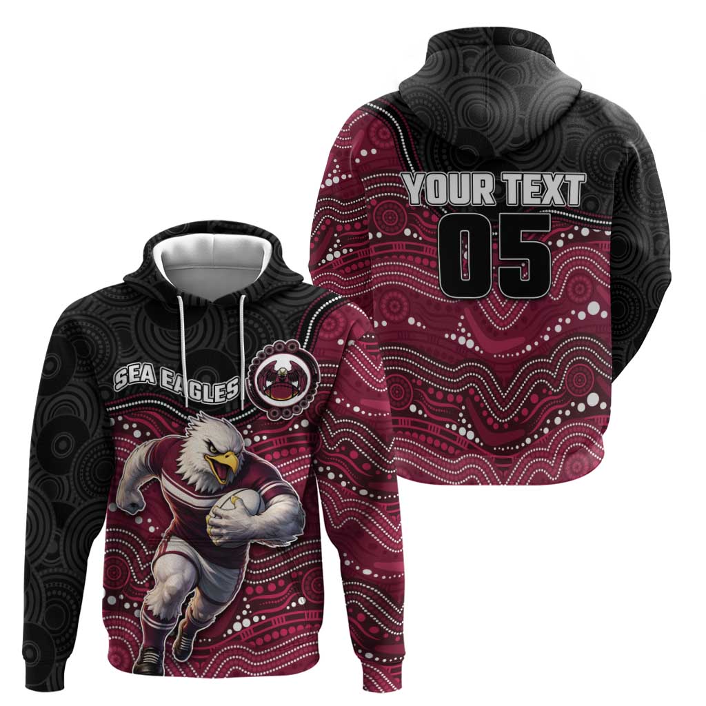Custom Sea Eagles Zip Hoodie Bird Mascot With Aboriginal Indigenous