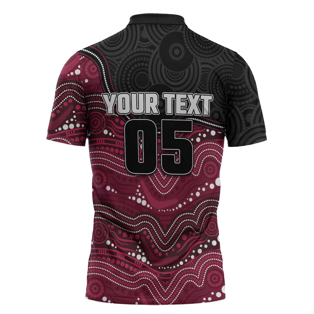 Custom Sea Eagles Zipper Polo Shirt Bird Mascot With Aboriginal Indigenous