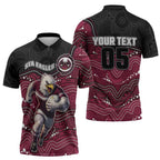 Custom Sea Eagles Zipper Polo Shirt Bird Mascot With Aboriginal Indigenous