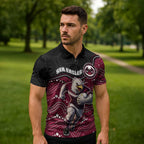 Custom Sea Eagles Zipper Polo Shirt Bird Mascot With Aboriginal Indigenous