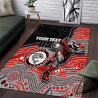 Custom Dolphins Area Rug Fish Mascot With Aboriginal Indigenous
