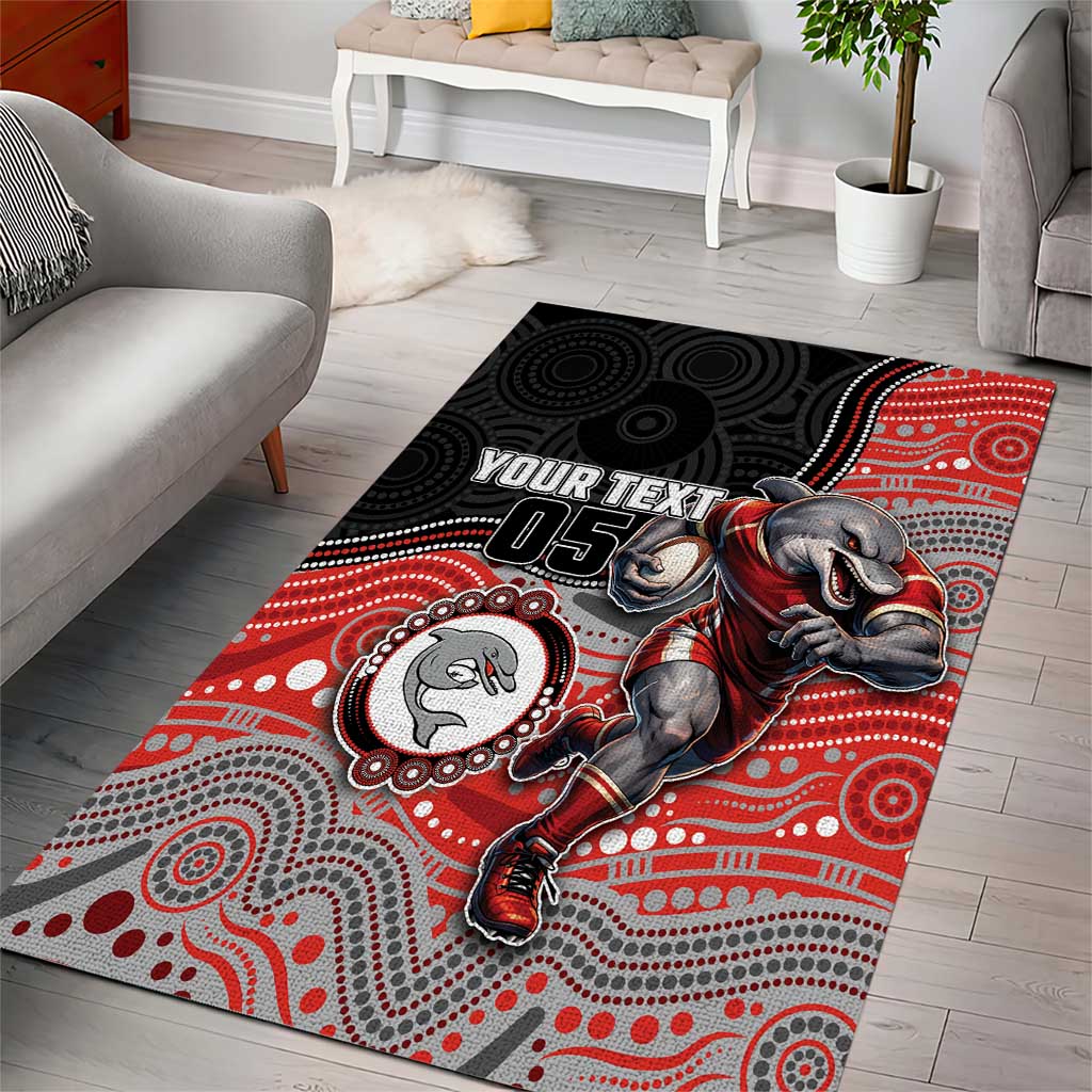 Custom Dolphins Area Rug Fish Mascot With Aboriginal Indigenous