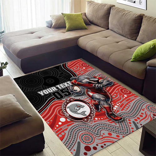 Custom Dolphins Area Rug Fish Mascot With Aboriginal Indigenous