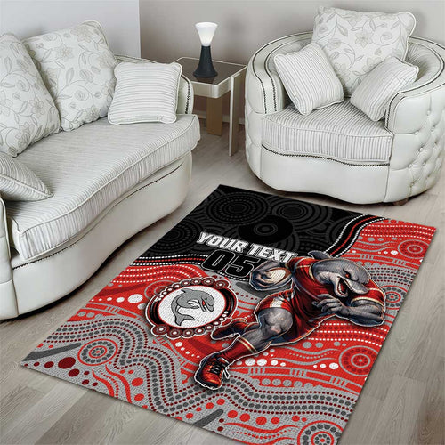 Custom Dolphins Area Rug Fish Mascot With Aboriginal Indigenous