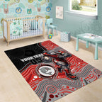 Custom Dolphins Area Rug Fish Mascot With Aboriginal Indigenous