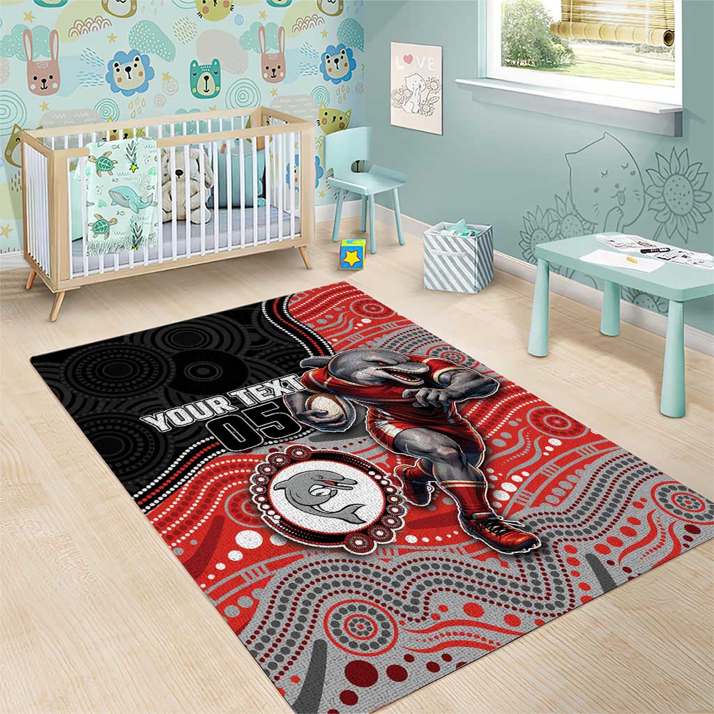 Custom Dolphins Area Rug Fish Mascot With Aboriginal Indigenous