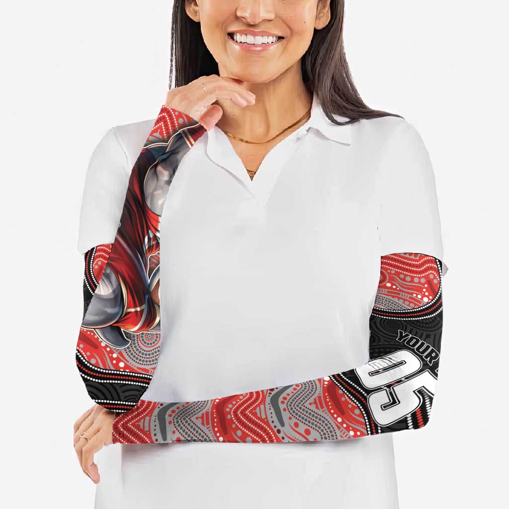 Custom Dolphins Arm Sleeves Fish Mascot With Aboriginal Indigenous