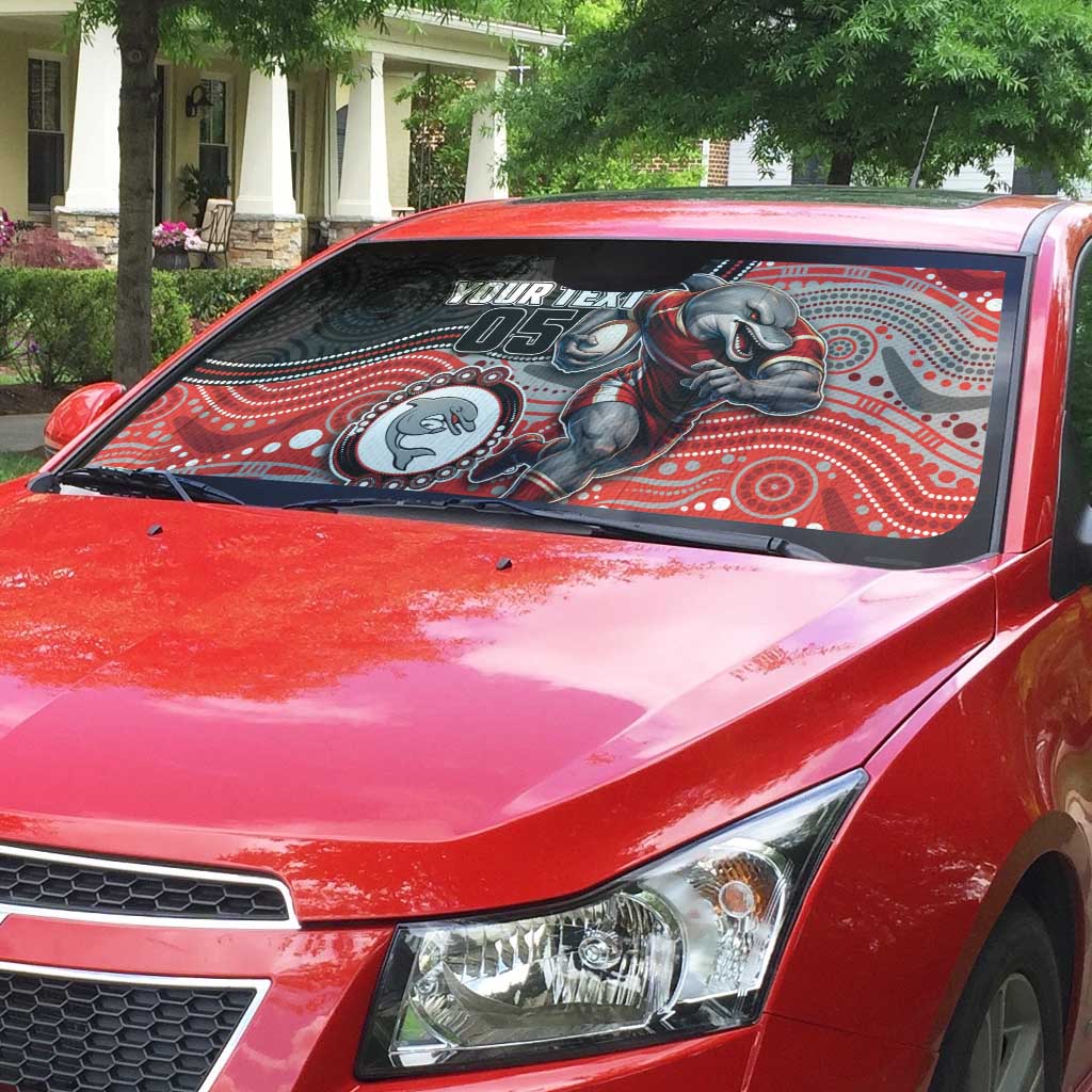 Custom Dolphins Auto Sun Shade Fish Mascot With Aboriginal Indigenous