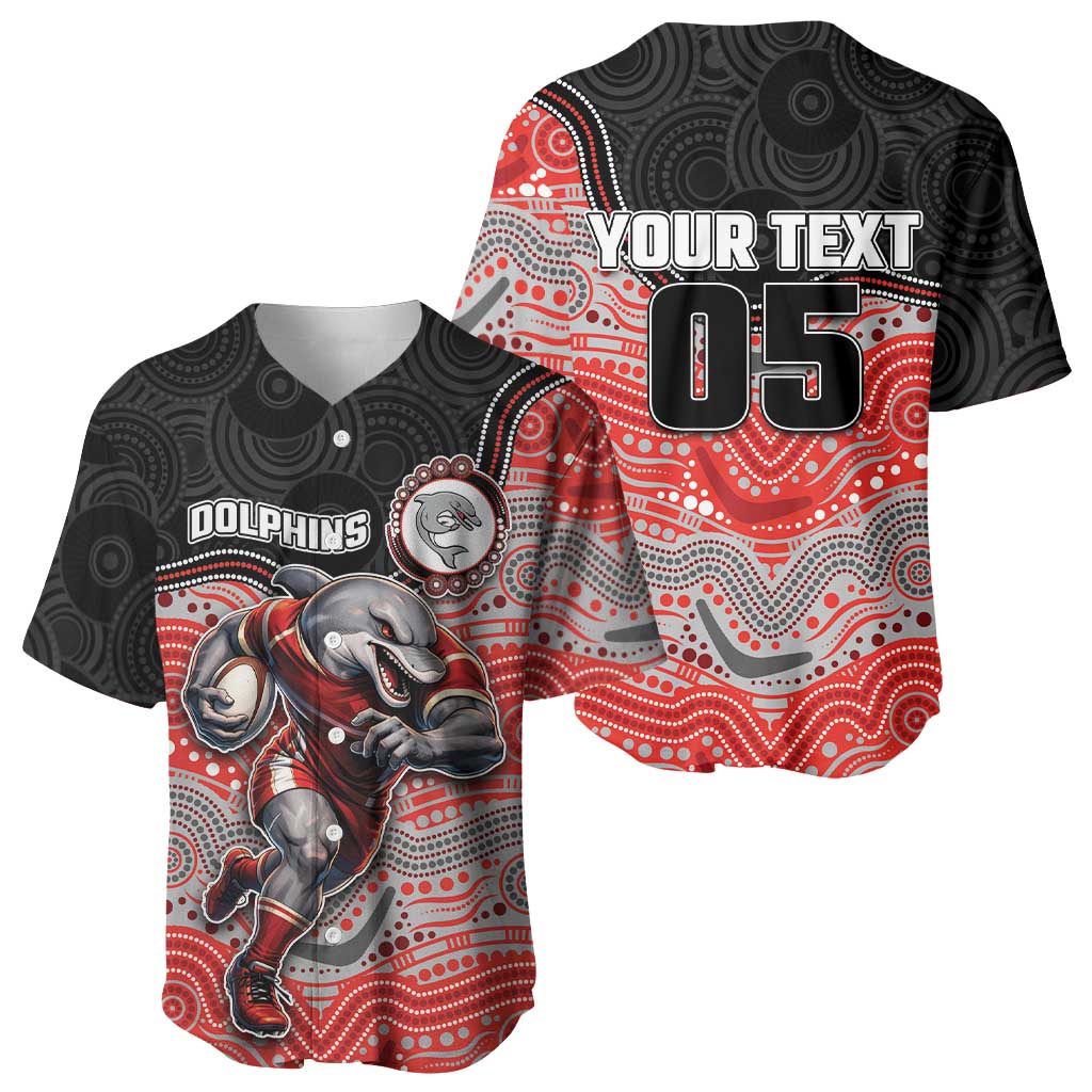 Custom Dolphins Baseball Jersey Fish Mascot With Aboriginal Indigenous