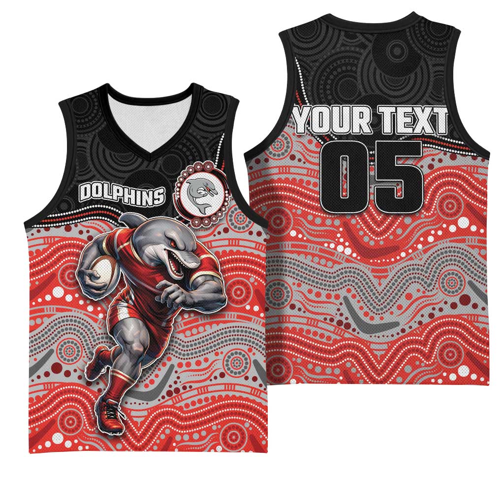 Custom Dolphins Basketball Jersey Fish Mascot With Aboriginal Indigenous
