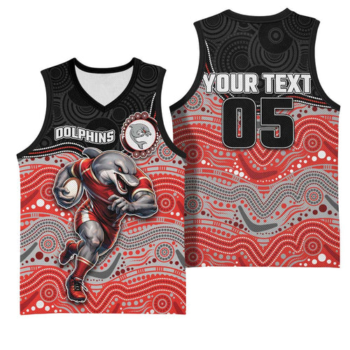 Custom Dolphins Basketball Jersey Fish Mascot With Aboriginal Indigenous