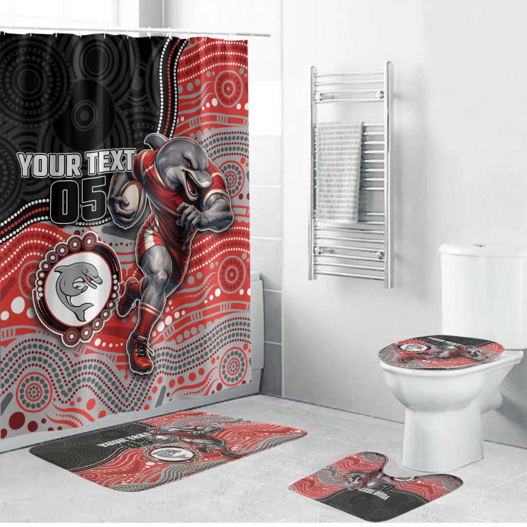 Custom Dolphins Bathroom Set Fish Mascot With Aboriginal Indigenous