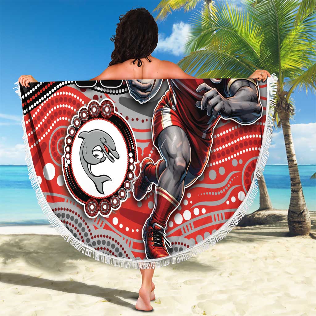 Custom Dolphins Beach Blanket Fish Mascot With Aboriginal Indigenous