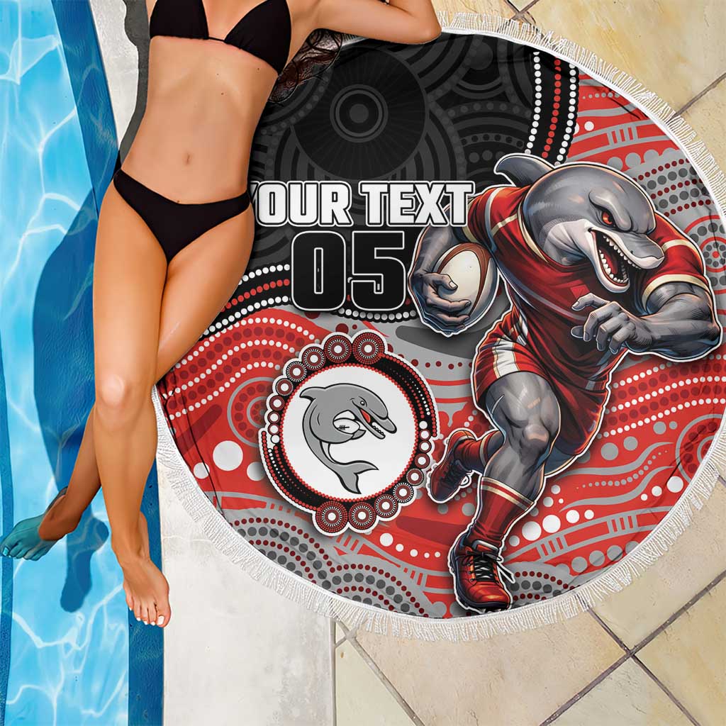 Custom Dolphins Beach Blanket Fish Mascot With Aboriginal Indigenous