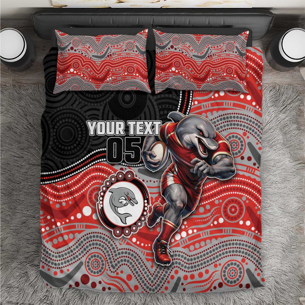 Custom Dolphins Bedding Set Fish Mascot With Aboriginal Indigenous