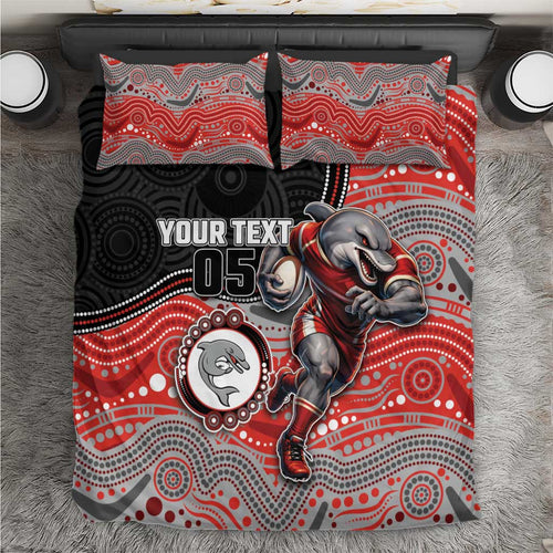 Custom Dolphins Bedding Set Fish Mascot With Aboriginal Indigenous