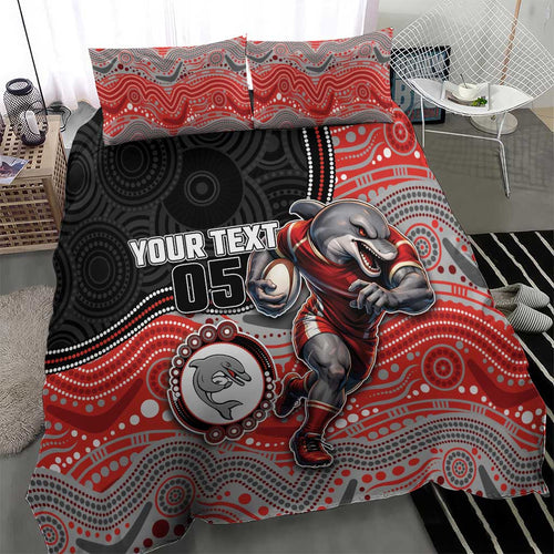Custom Dolphins Bedding Set Fish Mascot With Aboriginal Indigenous