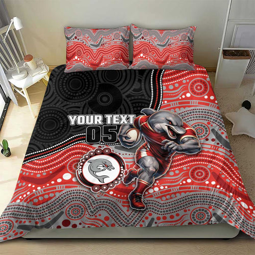 Custom Dolphins Bedding Set Fish Mascot With Aboriginal Indigenous