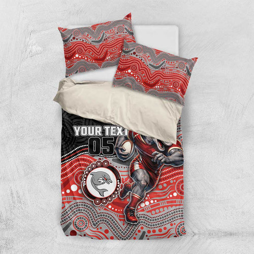 Custom Dolphins Bedding Set Fish Mascot With Aboriginal Indigenous