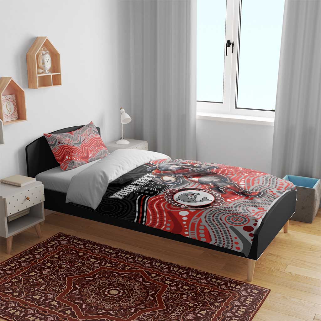 Custom Dolphins Bedding Set Fish Mascot With Aboriginal Indigenous