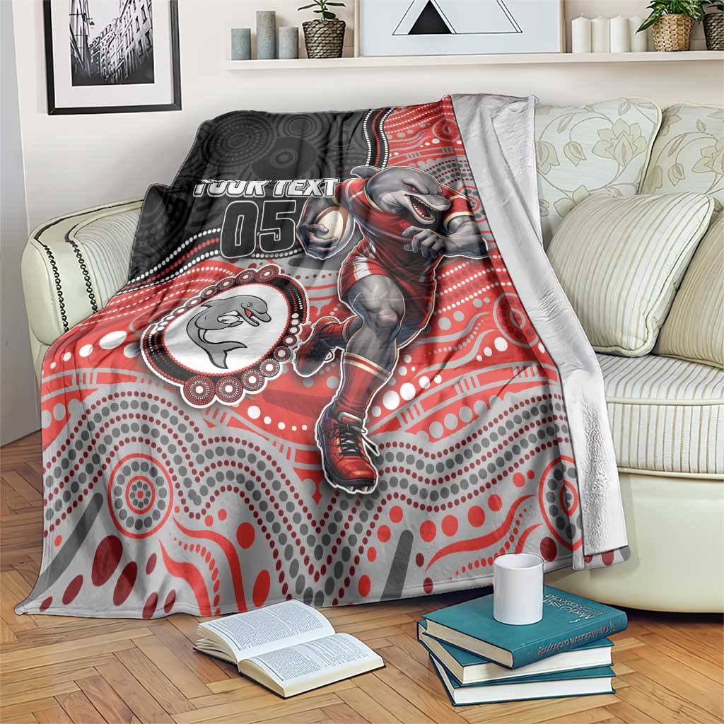 Custom Dolphins Blanket Fish Mascot With Aboriginal Indigenous