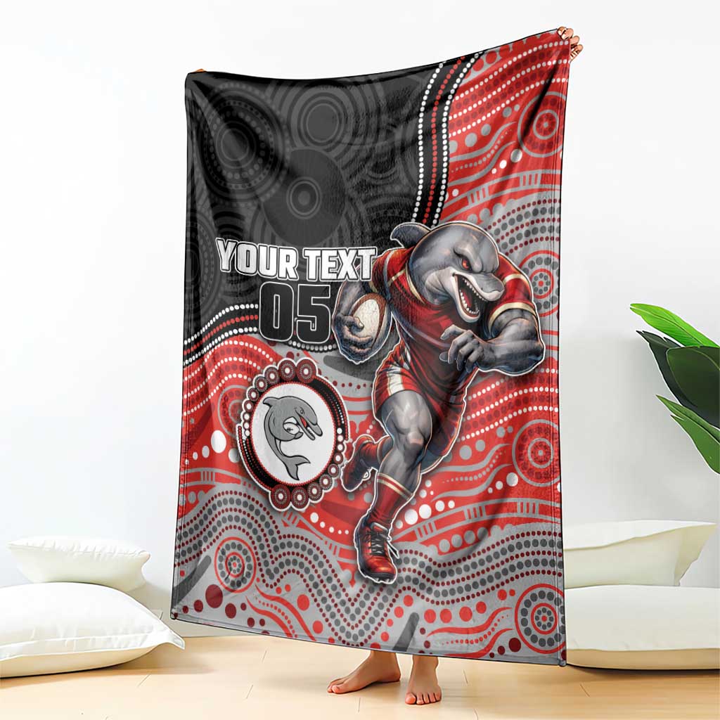 Custom Dolphins Blanket Fish Mascot With Aboriginal Indigenous