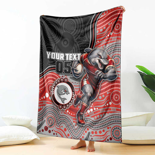 Custom Dolphins Blanket Fish Mascot With Aboriginal Indigenous