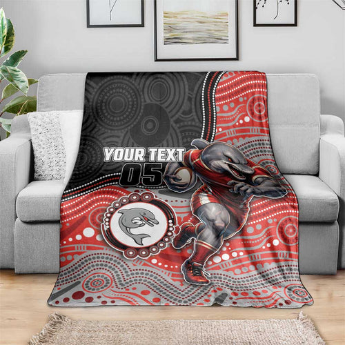Custom Dolphins Blanket Fish Mascot With Aboriginal Indigenous