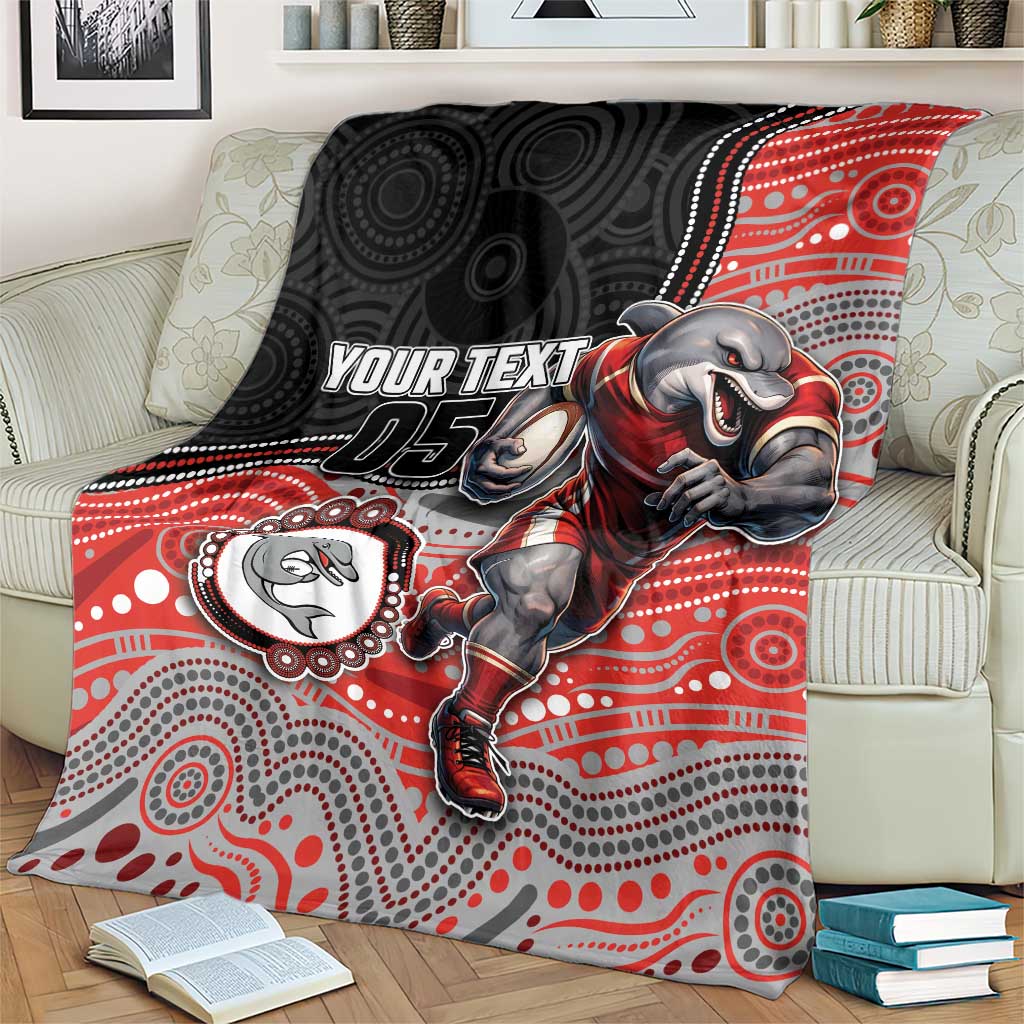 Custom Dolphins Blanket Fish Mascot With Aboriginal Indigenous