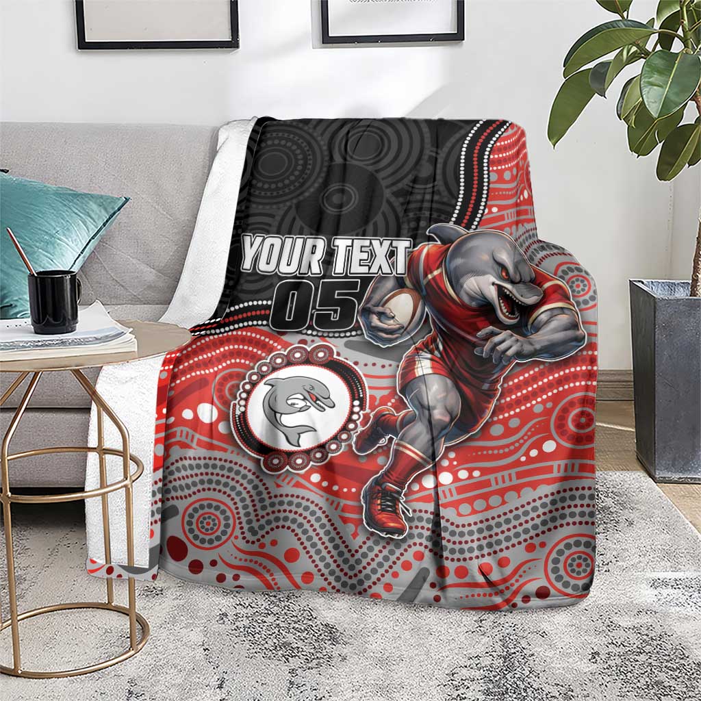 Custom Dolphins Blanket Fish Mascot With Aboriginal Indigenous