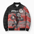 Custom Dolphins Bomber Puffer Jacket Fish Mascot With Aboriginal Indigenous