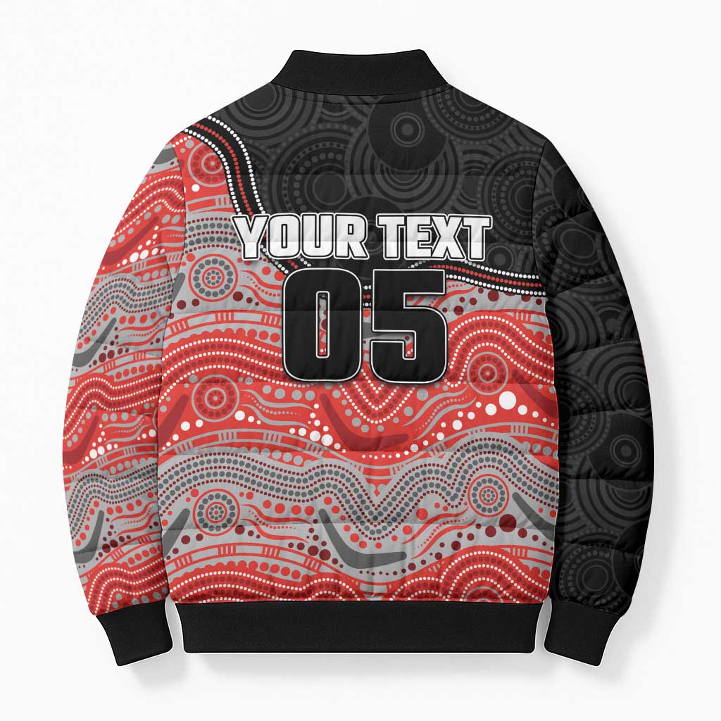 Custom Dolphins Bomber Puffer Jacket Fish Mascot With Aboriginal Indigenous