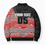 Custom Dolphins Bomber Puffer Jacket Fish Mascot With Aboriginal Indigenous