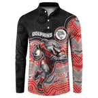 Custom Dolphins Button Sweatshirt Fish Mascot With Aboriginal Indigenous