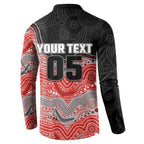 Custom Dolphins Button Sweatshirt Fish Mascot With Aboriginal Indigenous
