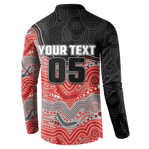 Custom Dolphins Button Sweatshirt Fish Mascot With Aboriginal Indigenous
