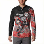 Custom Dolphins Button Sweatshirt Fish Mascot With Aboriginal Indigenous