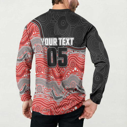 Custom Dolphins Button Sweatshirt Fish Mascot With Aboriginal Indigenous