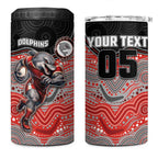 Custom Dolphins 4 in 1 Can Cooler Tumbler Fish Mascot With Aboriginal Indigenous