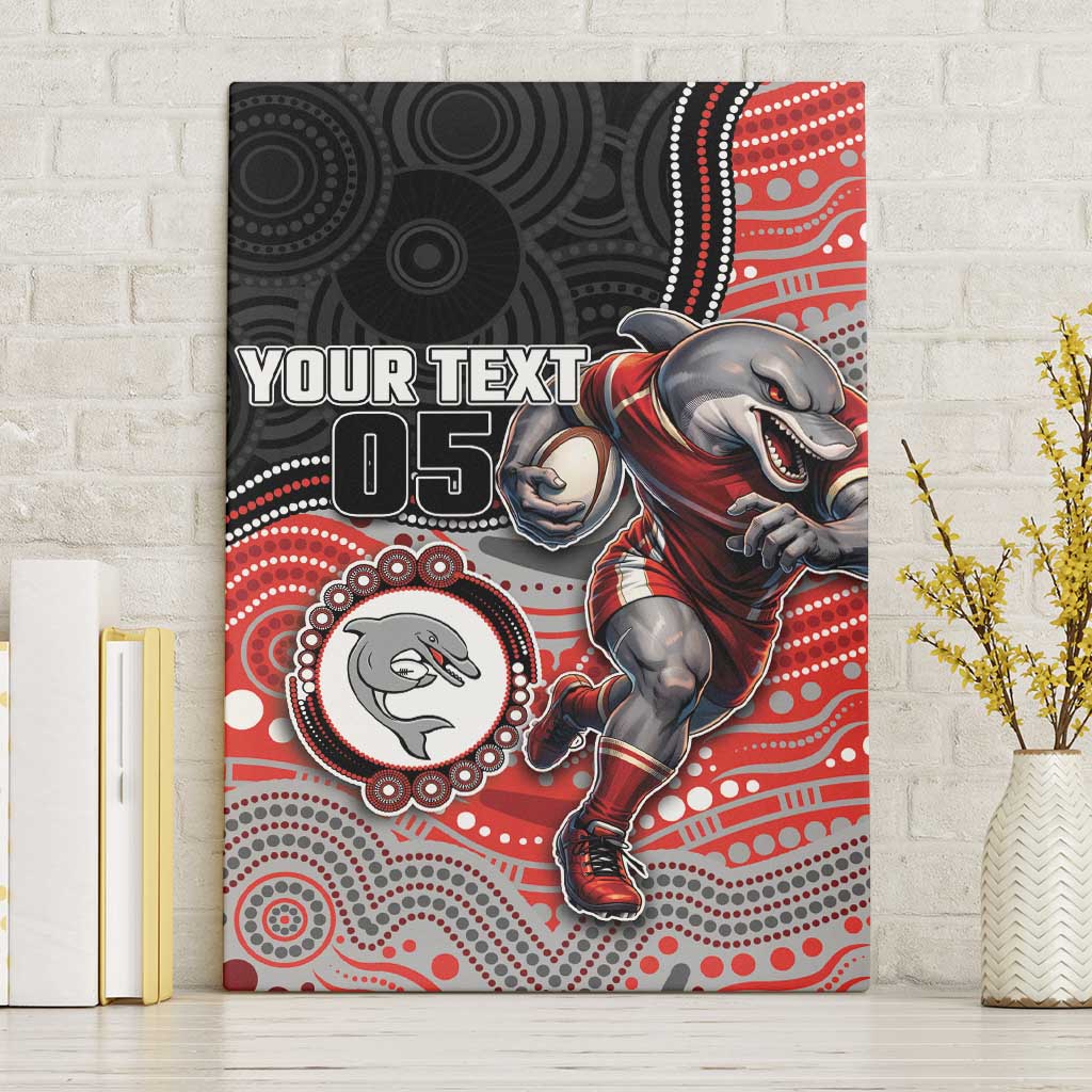 Custom Dolphins Canvas Wall Art Fish Mascot With Aboriginal Indigenous