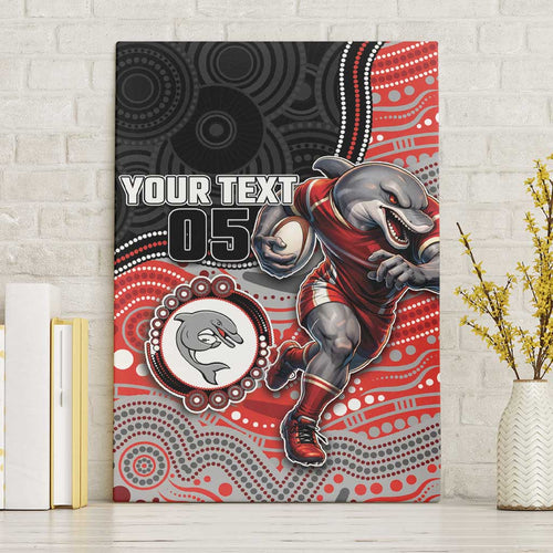 Custom Dolphins Canvas Wall Art Fish Mascot With Aboriginal Indigenous