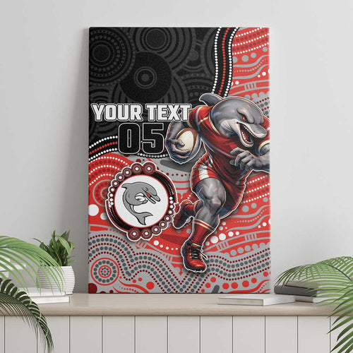 Custom Dolphins Canvas Wall Art Fish Mascot With Aboriginal Indigenous
