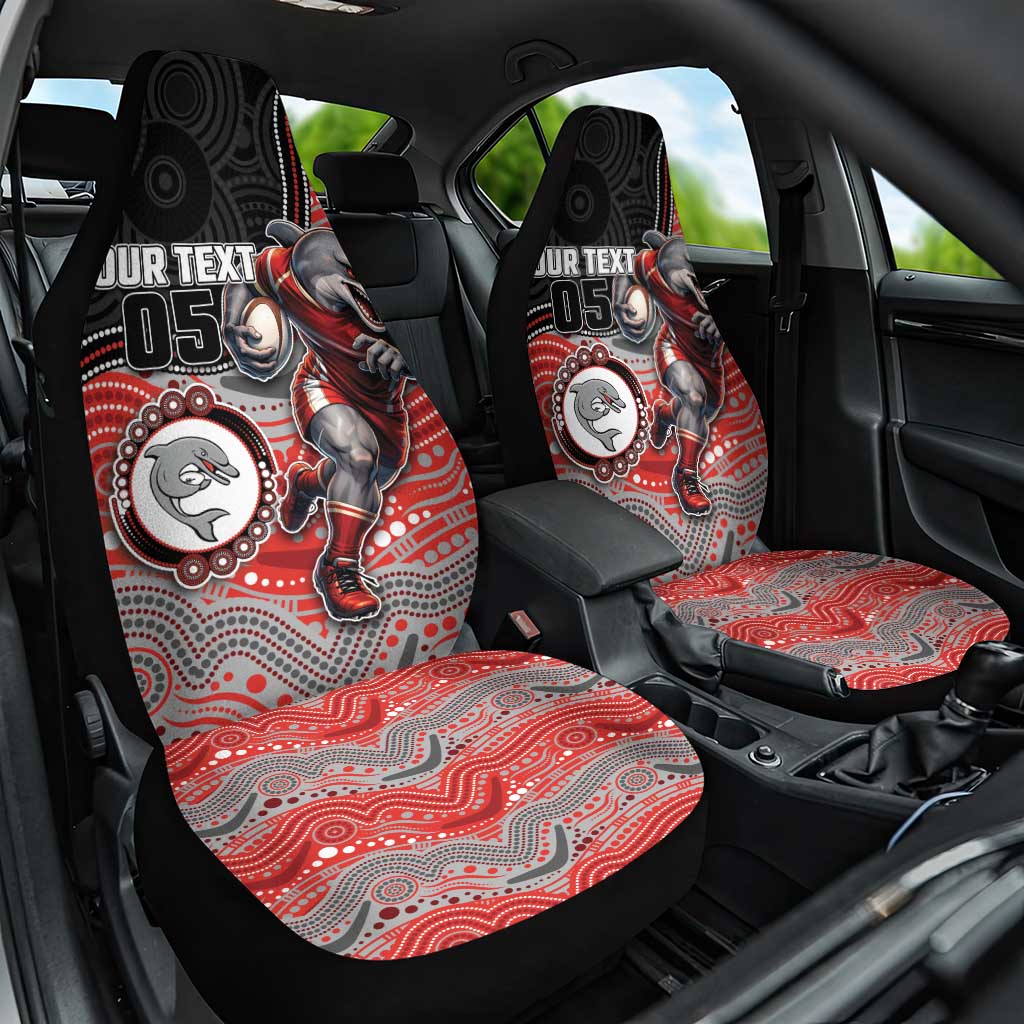 Custom Dolphins Car Seat Cover Fish Mascot With Aboriginal Indigenous