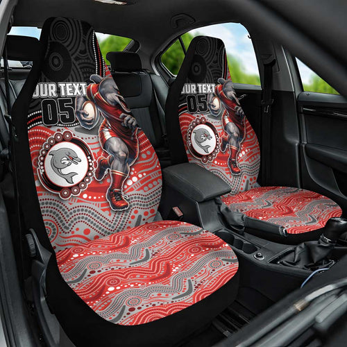 Custom Dolphins Car Seat Cover Fish Mascot With Aboriginal Indigenous
