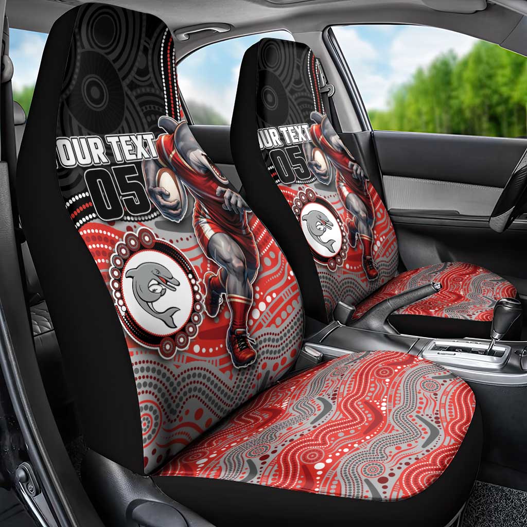 Custom Dolphins Car Seat Cover Fish Mascot With Aboriginal Indigenous