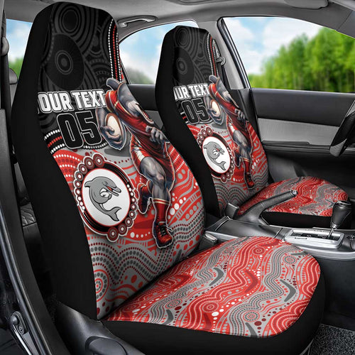 Custom Dolphins Car Seat Cover Fish Mascot With Aboriginal Indigenous