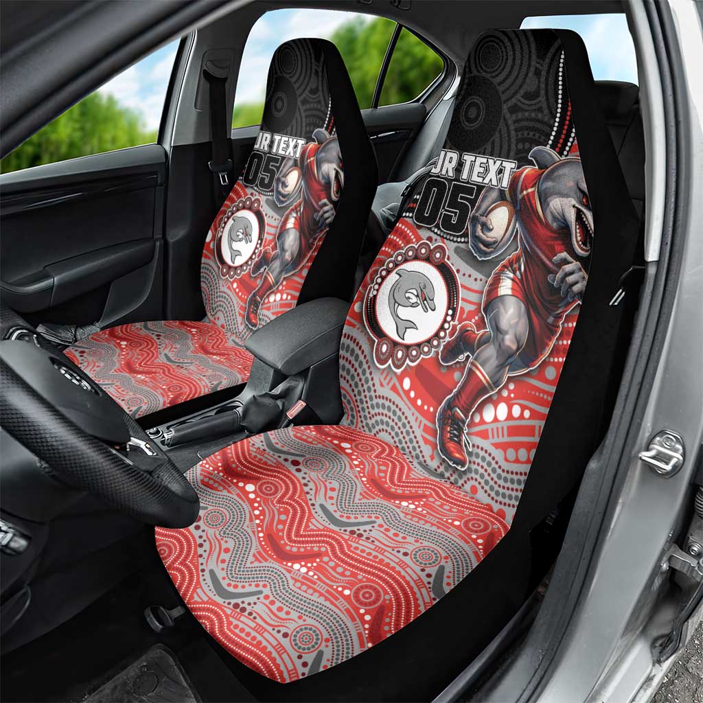 Custom Dolphins Car Seat Cover Fish Mascot With Aboriginal Indigenous