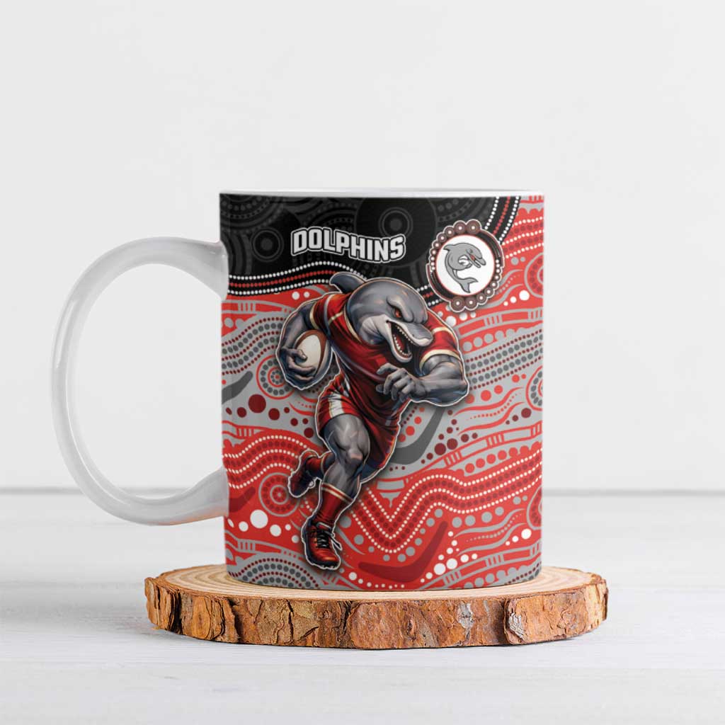 Custom Dolphins Ceramic Mug Fish Mascot With Aboriginal Indigenous
