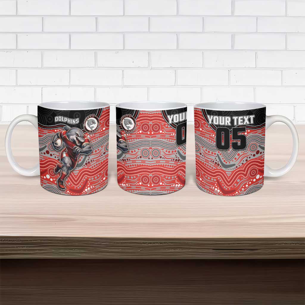 Custom Dolphins Ceramic Mug Fish Mascot With Aboriginal Indigenous