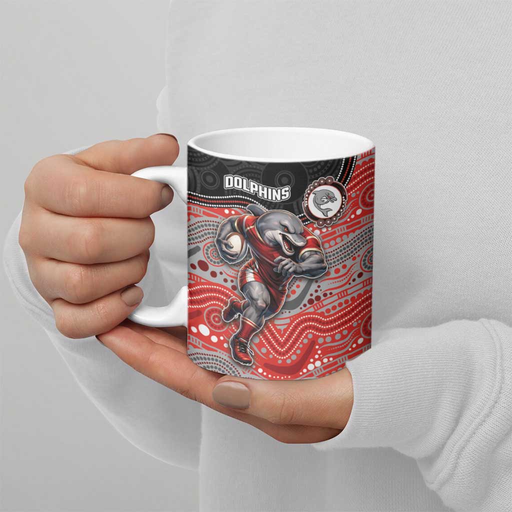 Custom Dolphins Ceramic Mug Fish Mascot With Aboriginal Indigenous